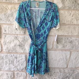 In Bloom by Jonquil Crochet  Blue Floral Wrap/Robe
